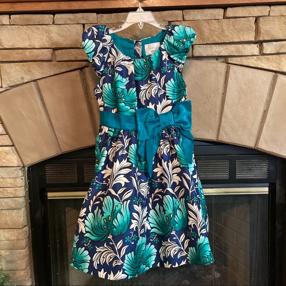 Gymboree Dressed Up Navy & Teal size 7 Dress